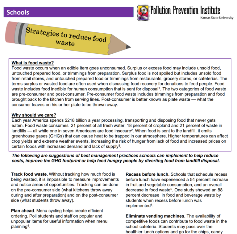 Strategies to reduce food waste: Schools